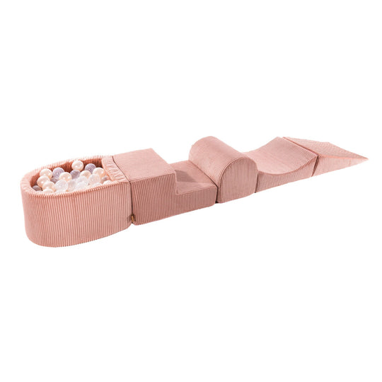 Blødt og stilfuldt legesæt med boldbassin i pink med 100 bolde