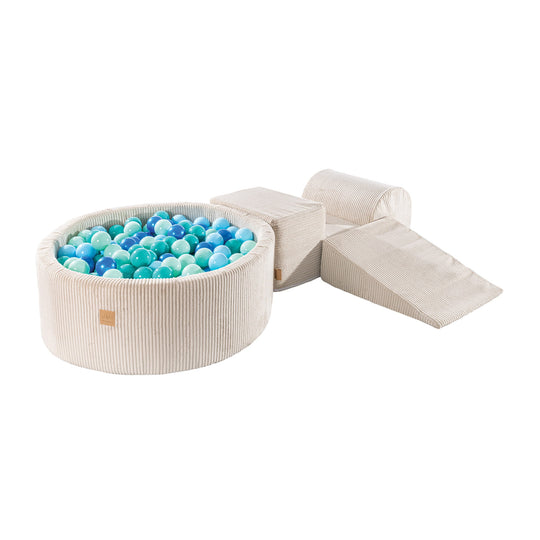 Aesthetic Corduroy Ecru Foam Play Set with Round Ball Pit