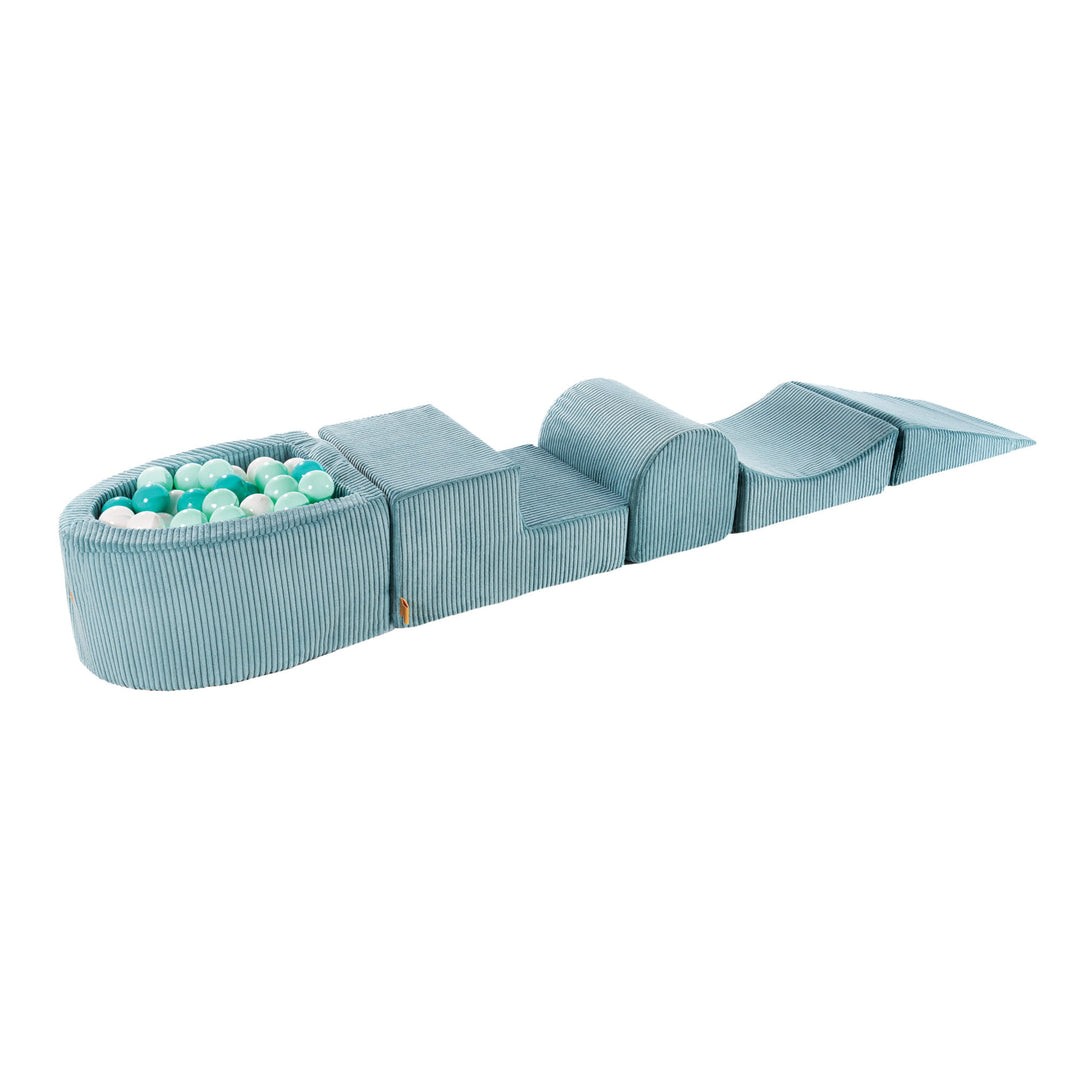Aesthetic Turquoise Foam Play Set with Small Ball Pit With 100 Balls