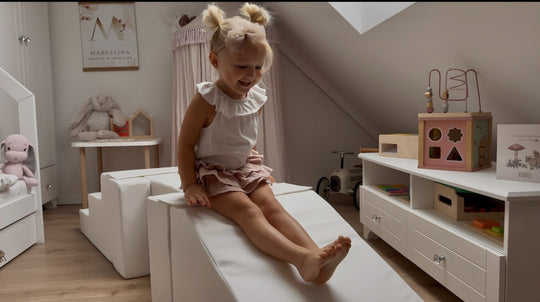 Blødt legesæt med 5 klodser, gangbro med rutsjebane