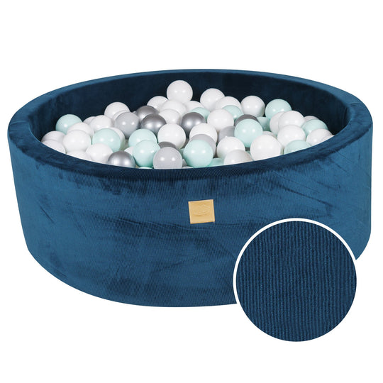 Blue Marine Velvet Corduroy Round Ball Pit
