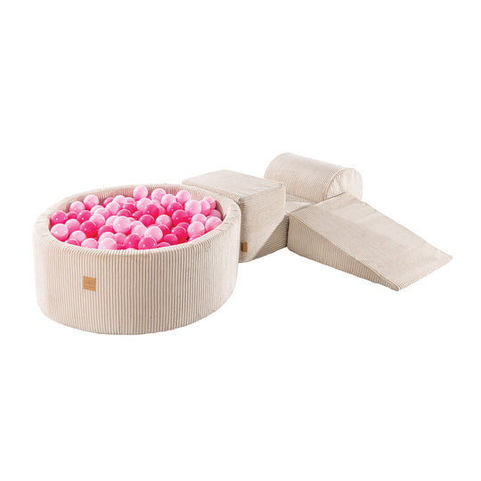 Aesthetic Corduroy Ecru Foam Play Set with Round Ball Pit