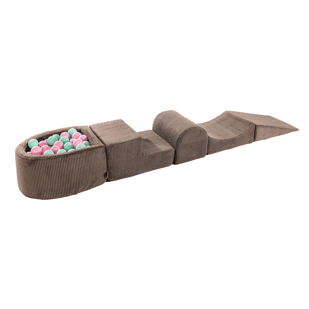 Aesthetic Brown Foam Play Set with Small Ball Pit With 100 Balls